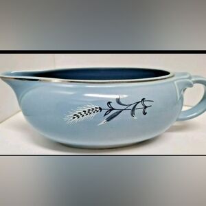 Vintage Taylor Smith & Taylor Pebbleford Blue Creamer Wheat Design Silver Trim